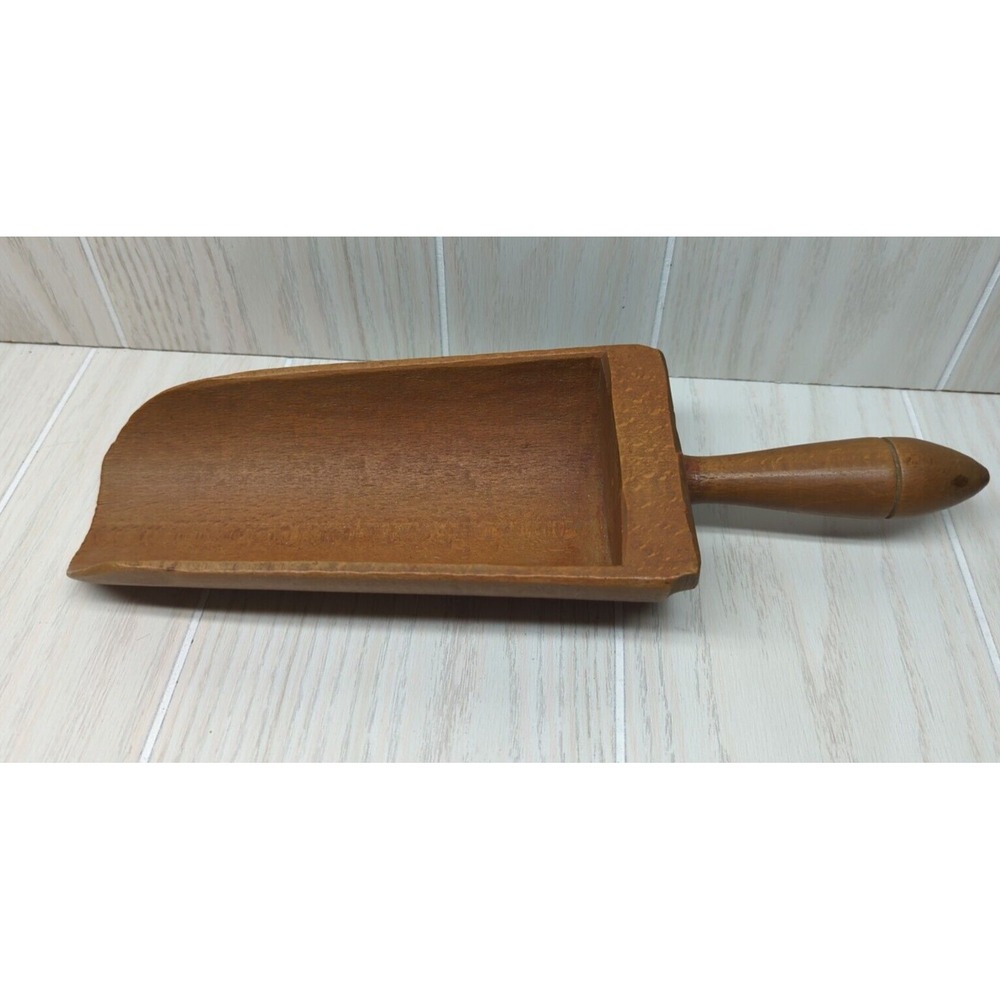 Vintage wood wooden primitive kitchen flour bin scoop